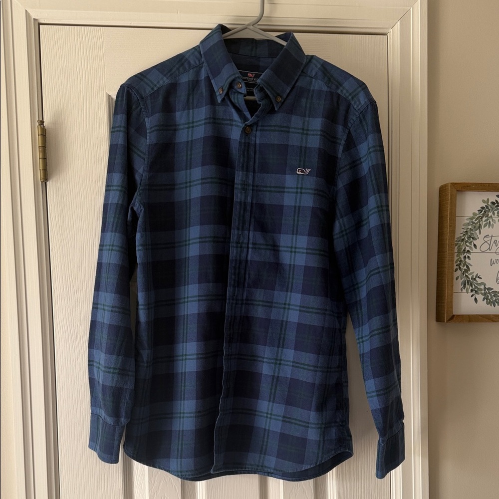 Vineyard Vines Blue & Navy Plaid Button-Down Shirt